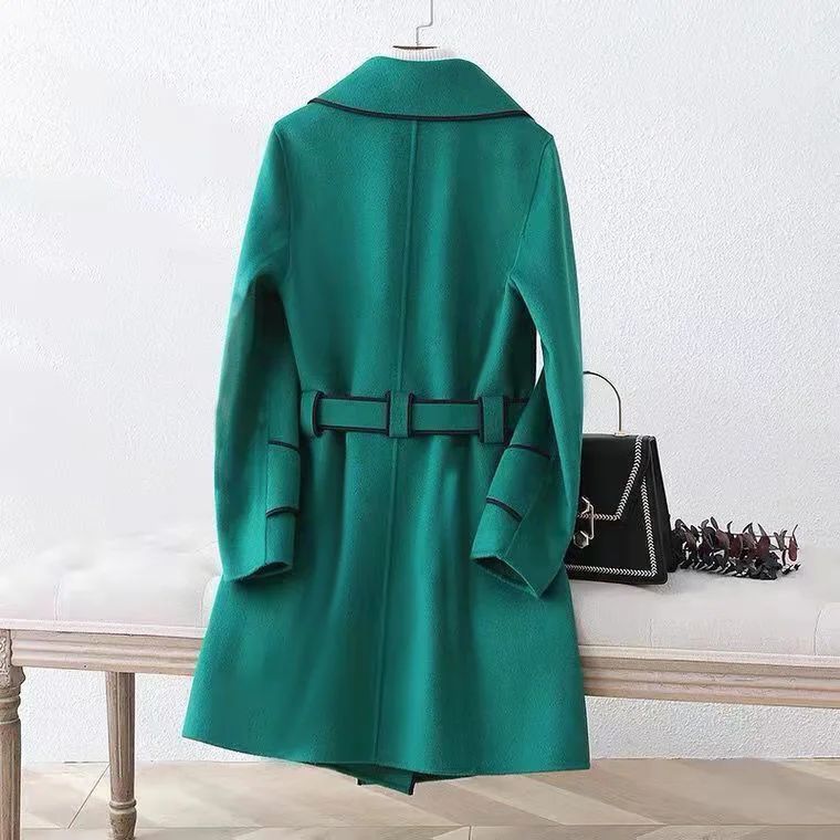 Double-Sided Woolen Coat Winter New Style Korean Version Cashmere Women's Mid-Length Fashionable Woolen Jacket Outerwear