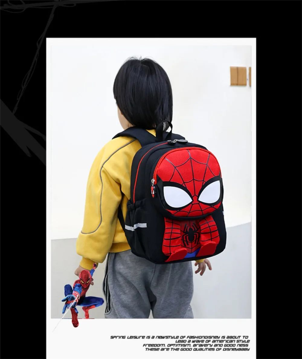 Mochila Infantil Escolar de Capitão América Homem Aranha Homem de Ferro Fofa Desenho Animado para Meninos Leve para Jardim de Infância