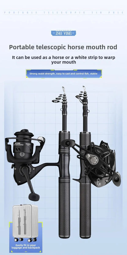 Vara de pesca curta portátil de micro haste de 28 cm, haste branca, com carretel de pesca telescópico ejetor, material de pesca