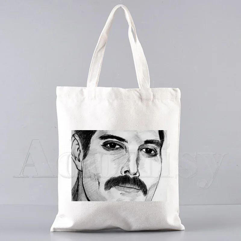 Freddie Mercury Tote Bag Unisex Canvas Bags Shopping Bags Printed Casual Shoulder Bag Foldable