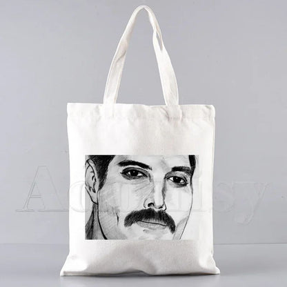 Freddie Mercury Tote Bag Unisex Canvas Bags Shopping Bags Printed Casual Shoulder Bag Foldable