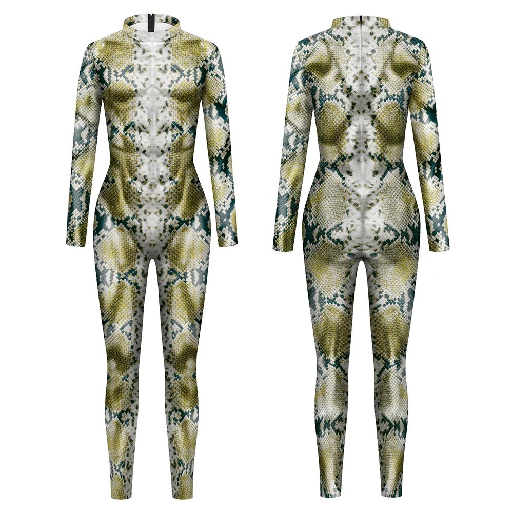Halloween Animal Jumpsuit Snake Cosplay Costume Tiger Bodysuit Spandex Jumpsuit Party Carnival Stage Performance Dress Up
