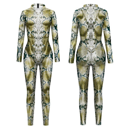 Halloween Animal Jumpsuit Snake Cosplay Costume Tiger Bodysuit Spandex Jumpsuit Party Carnival Stage Performance Dress Up
