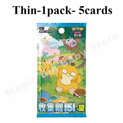 Cartas Pokémon Originais de Negociação PTCG Desenho Animado Colecionável 151 Ver Pacote Suplementar Moeda 151 Livro de Cartas Colecionáveis Presente para Criança