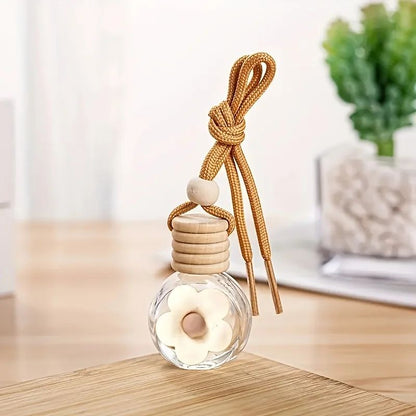Frasco de vidro de aromaterapia para carro de desenho animado para painel de carro, pingente de espelho e ornamentos decorativos