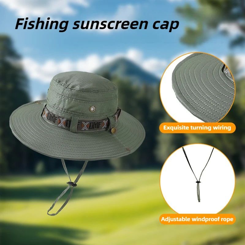 Summer Bucket Hat Outdoor UV Protection Wide Brim Panama Safari Hat Mesh Fisherman Beach Cap for Hiking Cycling Fishing Hat