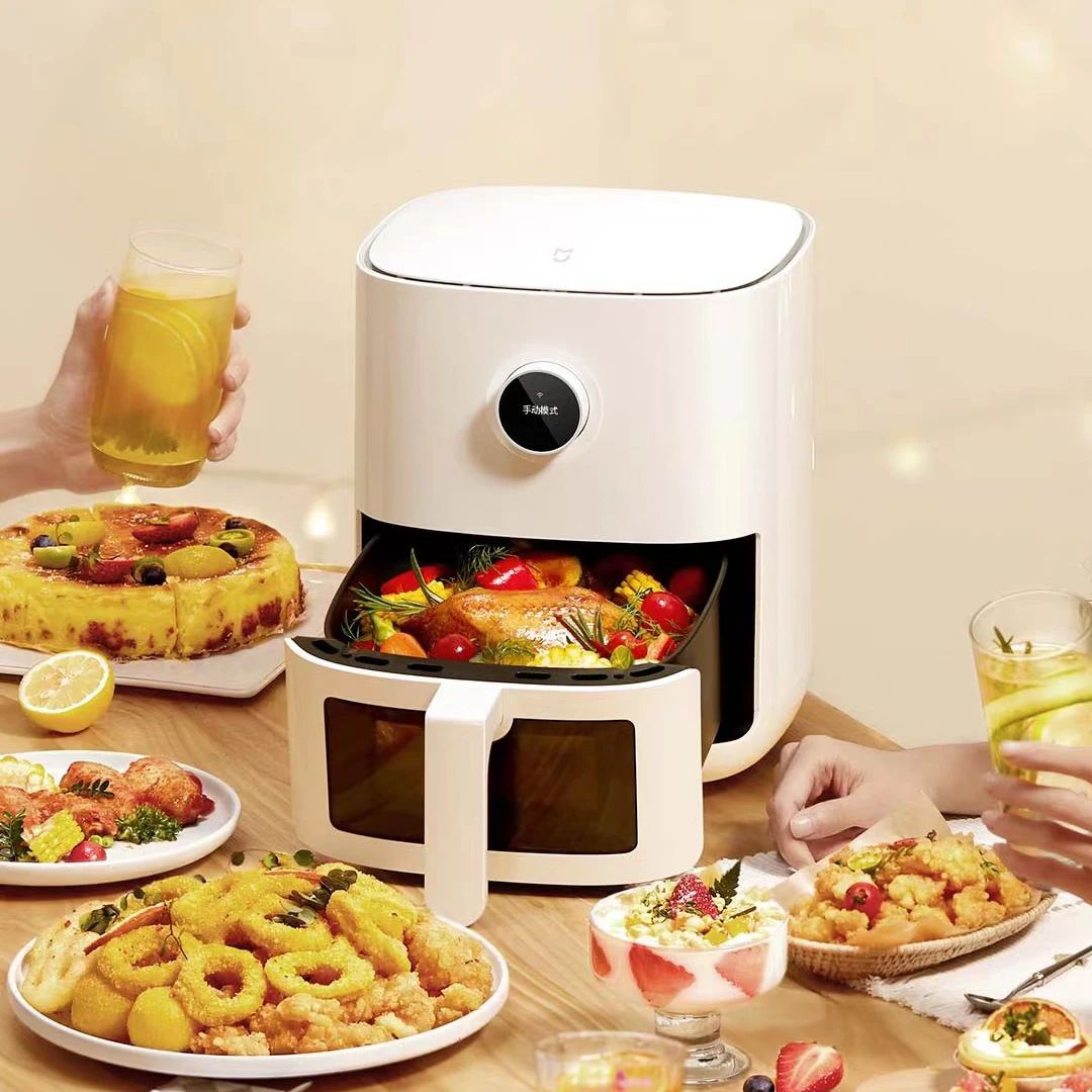 Fritadeira de Ar Inteligente XIAOMI MIJIA Pro 4L Forno Quente Visor Janela APP Temporizador Tela OLED Sem Óleo Fritadeira de Ar Quente 360°