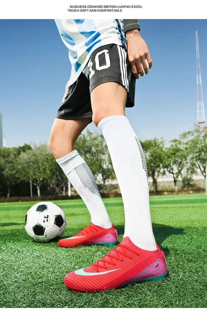 New Men Outdoor Football Boots Soccer Shoes Cleats Match Training TF/FG Grass Ankle Long Spikes Sport Hot-selling High-quality