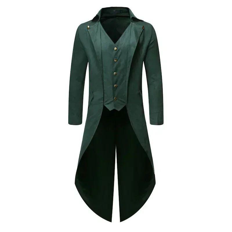 New 2025 Vintage Gothic Steampunk Tailcoat Men Slim Fit Long Sleeve Blazers Male Fashion Party Banquet Halloween Cosplay Costume