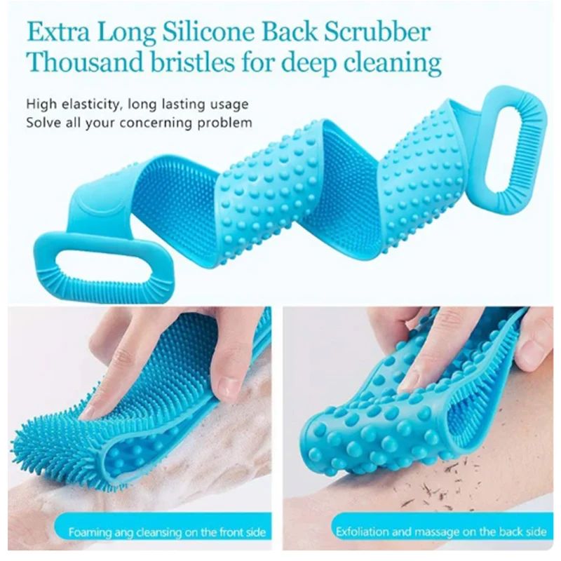 Body Silicone Brush Scrub Body Exfoliating Sponge Brush Bathroom Shower Back Brush Bath Scrub Clean Tool Stain Removal Bath Belt