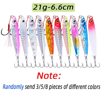 3/5/8 unidades de iscas de pesca de metal Jig Set 7g 10g 14g 21g 28g 40g Iscas de Jigging de arremesso em costa marítima Colher isca artificial de água salgada