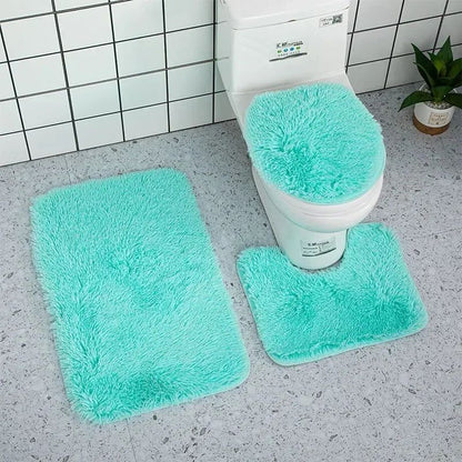 3piece Bathroom Mat Bathroom Silk Tie-dye Bathroom Soft Non-slip Carpet Shower Carpet Toilet Seat Cover Floor Mat