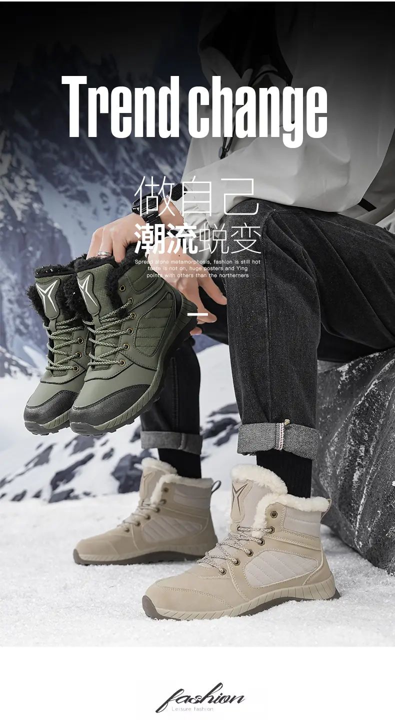 Men Women Waterproof Winter Boots Snow Barefoot Casual Shoes Outdoor Warm Work Shoes Ankle Shoes for Trekking Climbing Hiking