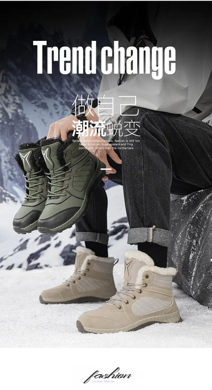 Men Women Waterproof Winter Boots Snow Barefoot Casual Shoes Outdoor Warm Work Shoes Ankle Shoes for Trekking Climbing Hiking