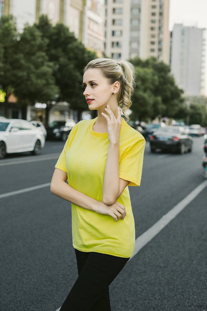 EU size 100% pure cotton custom T-shirt front and back team school uniform store logo text photo for men's personalized high-end