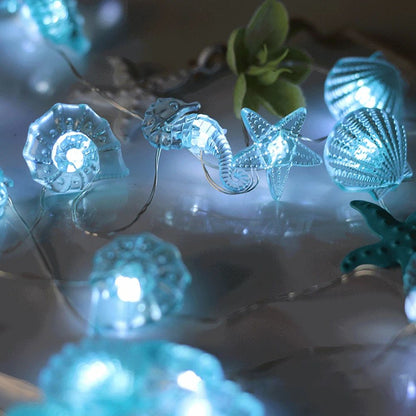 Ocean Theme 20/30 Leds String Lights Shell Starfish Under The Sea LED Fairy Light for Wedding Party Christmas Decoration Lamp