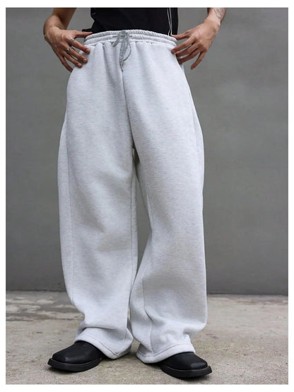25 European and American men's waist trousers waist drawstring straight wide-leg loose trousers sports trousers pocket men pants