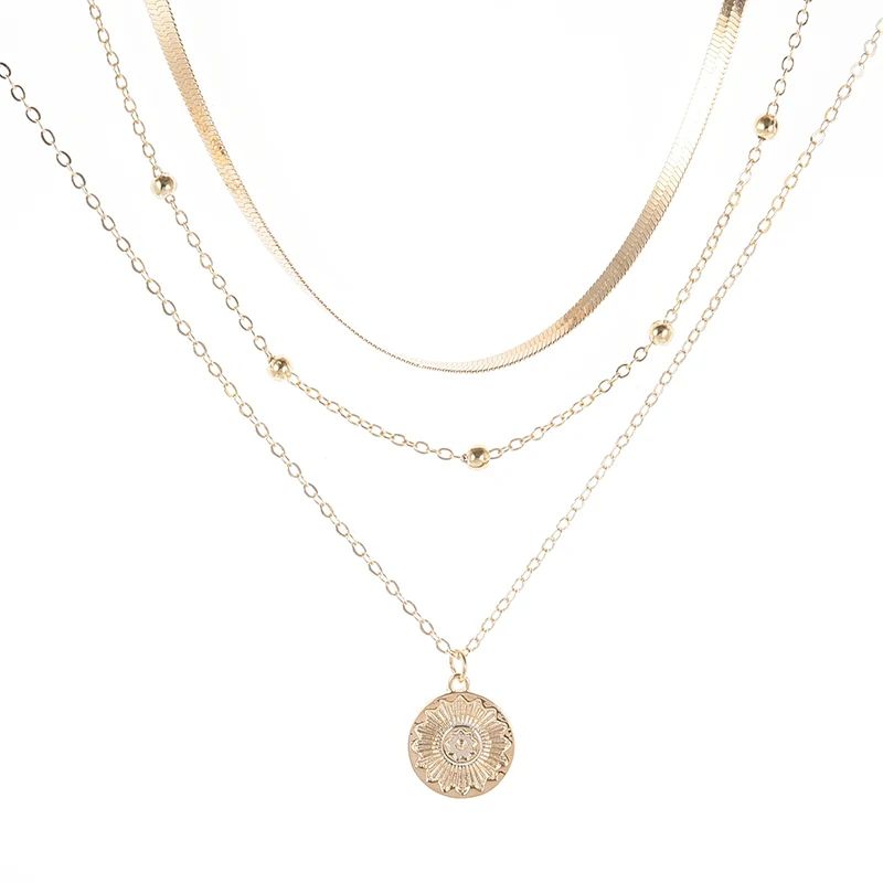 Colar de Prata Esterlina 925 com Três Camadas Redondas, Corrente Simples em Formato de Cobra, Corrente de Bolinhas, Presente para Festas, Casamentos, Joias Exquisitas Femininas
