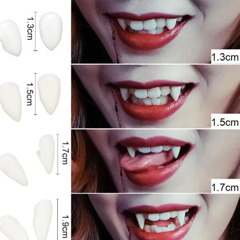 1-5pcs Vampire Teeth Fangs Dentures Props Halloween Costume Props False Teeth Solid Glue Denture Adhesive Halloween Party Decor
