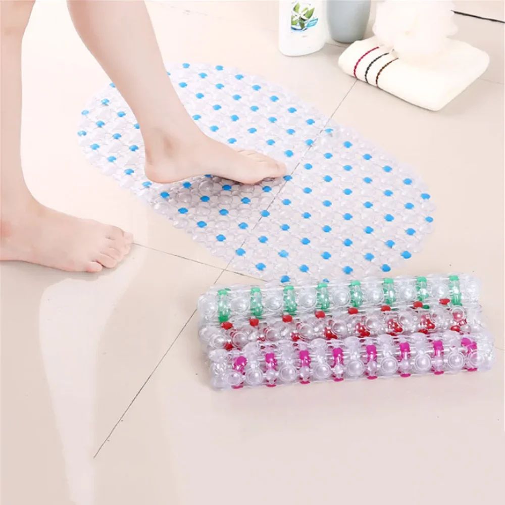 1pc Tapete de Banho Antiderrapante de PVC Retangular Macio para Chuveiro Banheiro Tapete de Massagem com Ventosa Antiderrapante Grande