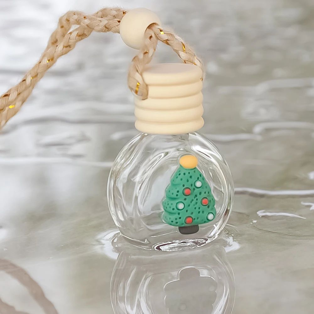 Pingente de Frasco de Perfume de 10ml Decoração de Espelho Retrovisor de Carro de Natal Frasco de Vidro Vazio Frasco de Óleo Essencial para Aromaterapia