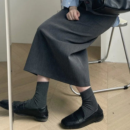 Sweater Coat Skirts 2024 Autumn and Winter New Gray Back Slit Suit Skirt Skirt