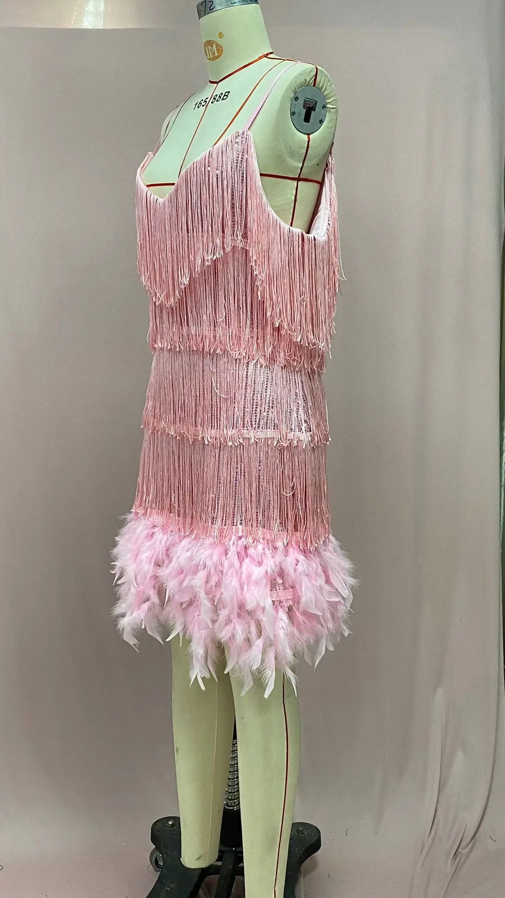 2024 Summer New Fashionable Framed Sequins Feather Patchwork Dress Colorful Amazon Direct Sales Women's Sleeveless Dress