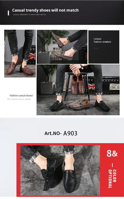 Men Driving Shoe Leather High Quality Breathable Slip on Men Casual Shoes Comfortable Light Men Loafers Formal Men Dress Shoes