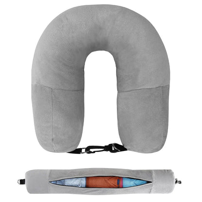 Neck Pillow Travel Pillow Sleeping Pillows Bag with Fillable Cover U Shaped Velvet Pillowcase Storage for Airplane cylinder