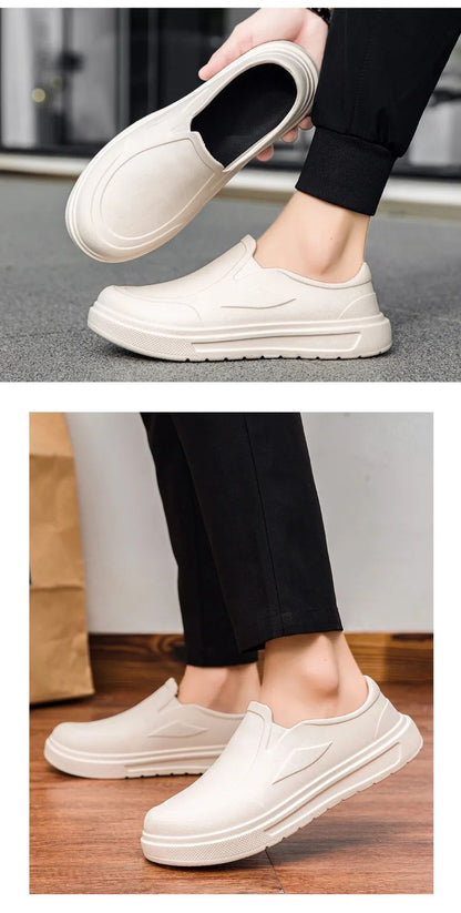 Men's Chef Shoes Anti Slip Oil Resistant Dirt Resistant Work Shoes Quick Drying Thick Soled Rain Shoes Large Size Breath Clogs