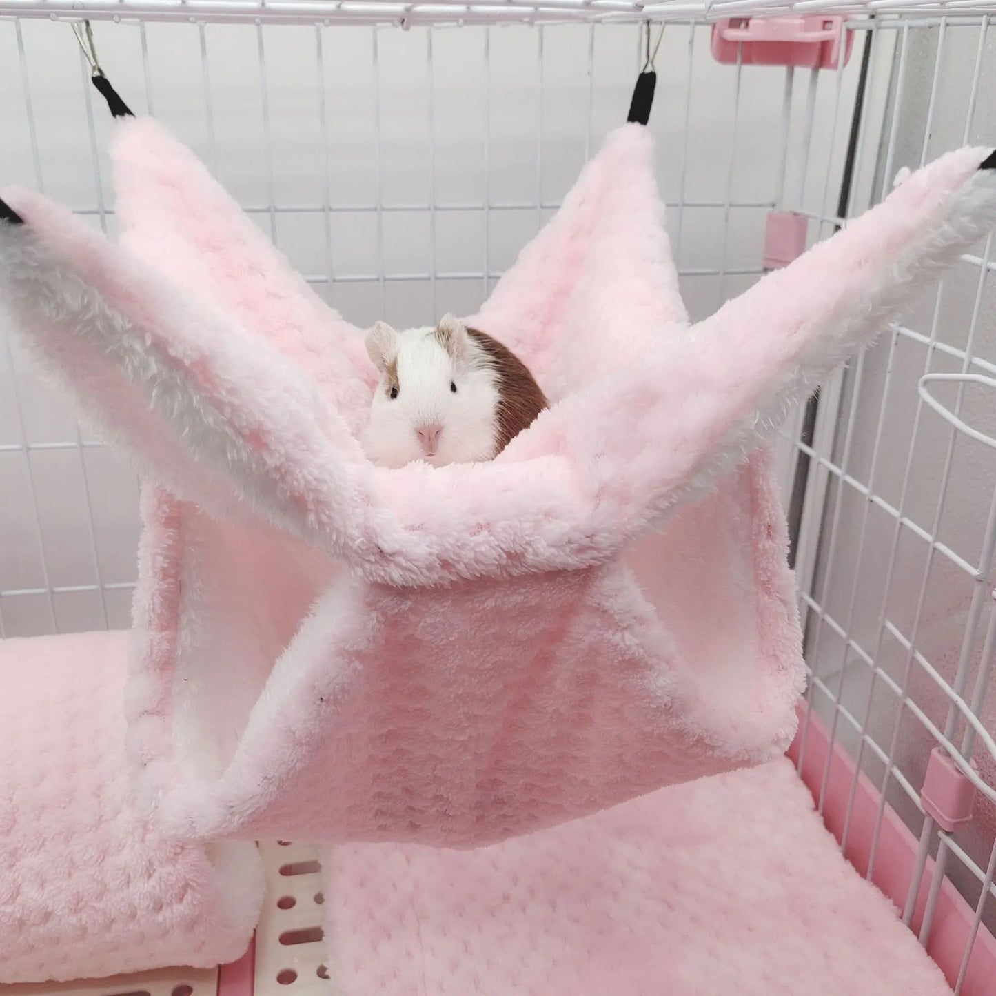 Rede de estimação quente de inverno, rede de hamster de pelúcia espessa de camada dupla, chinchila, porquinho da índia, furão, saco de dormir, gaiola suspensa de hamster