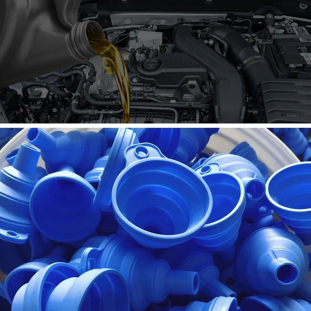 2 Peças Funil Dobrável para Motor de Carro Funil de Líquido de Silicone Ferramentas para Troca de Óleo e Gasolina para Carros e Motos Acessórios