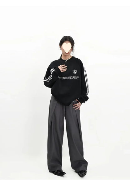 American Style High Waist Draped Suit Pants Women's Spring Autumn Loose Trendy Versatile Wide Leg Casual Floor Length Straight L