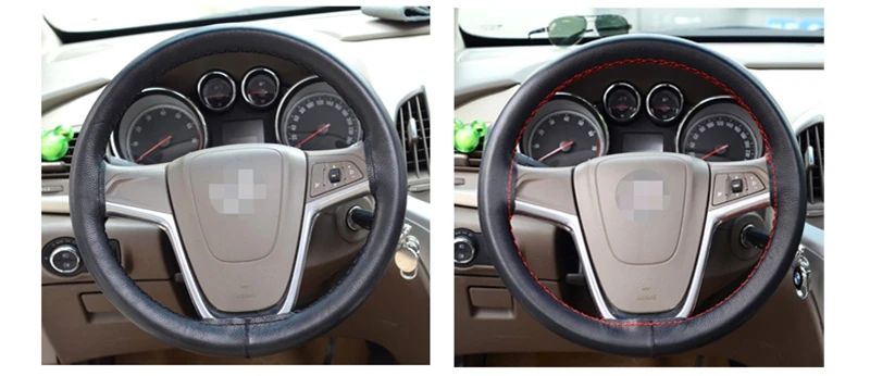 1PC Faça você mesmo, capas de volante de couro de fibra macia, universais, com agulhas e linha, acessórios interiores de carro
