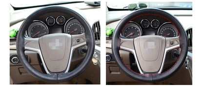 1PC Faça você mesmo, capas de volante de couro de fibra macia, universais, com agulhas e linha, acessórios interiores de carro