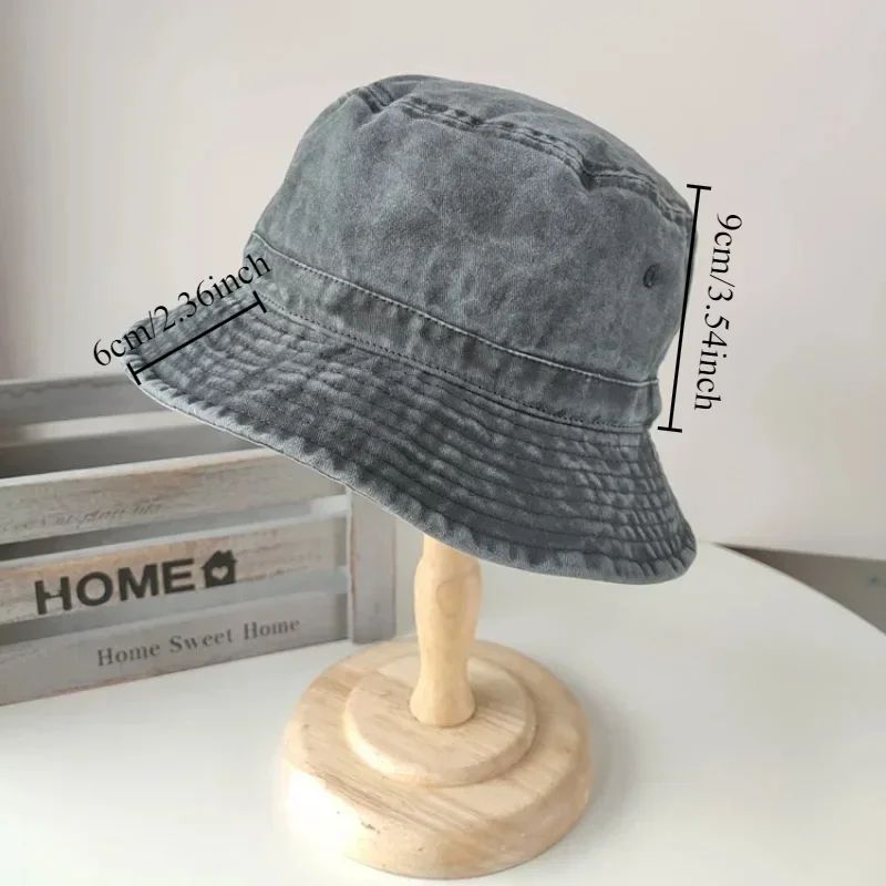 2025 Coreano Boné Pescador Jeans Lavado Cabeça Grande Masculino Chapéu de Sol Algodão Tamanho Grande 64cm Bob Panamá Unissex Tamanho Grande Boné de Pescador