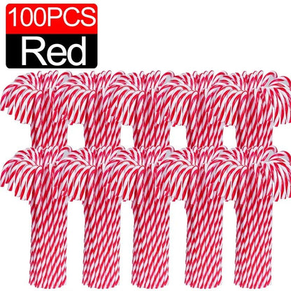 Acrylic Candy Cane Pendant Xmas Tree Twisted Crutch Hanging Ornament Happy New Year Christmas Party Home Decoration Red Green