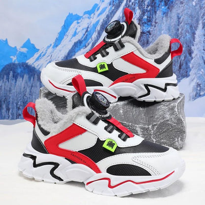 Winter Kids' Cotton Shoes For Boys Warm Plush Anti-slip Children Running Sneakers Outdoor Comfortable Casual Walking Shoes