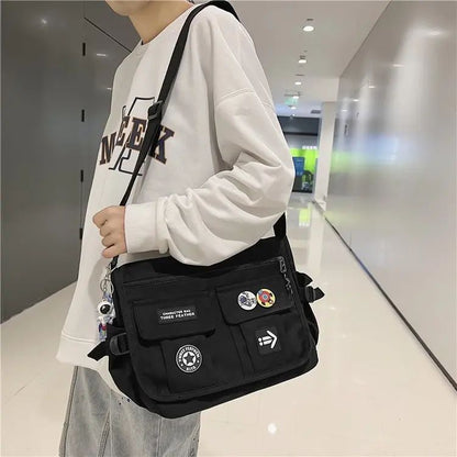 Harajuku Men Nylon Crossbody Bags for Women Messenger Bag Girls School Book Bags Youth Canvas Handbags Shoulder Bag Sac Bolsas