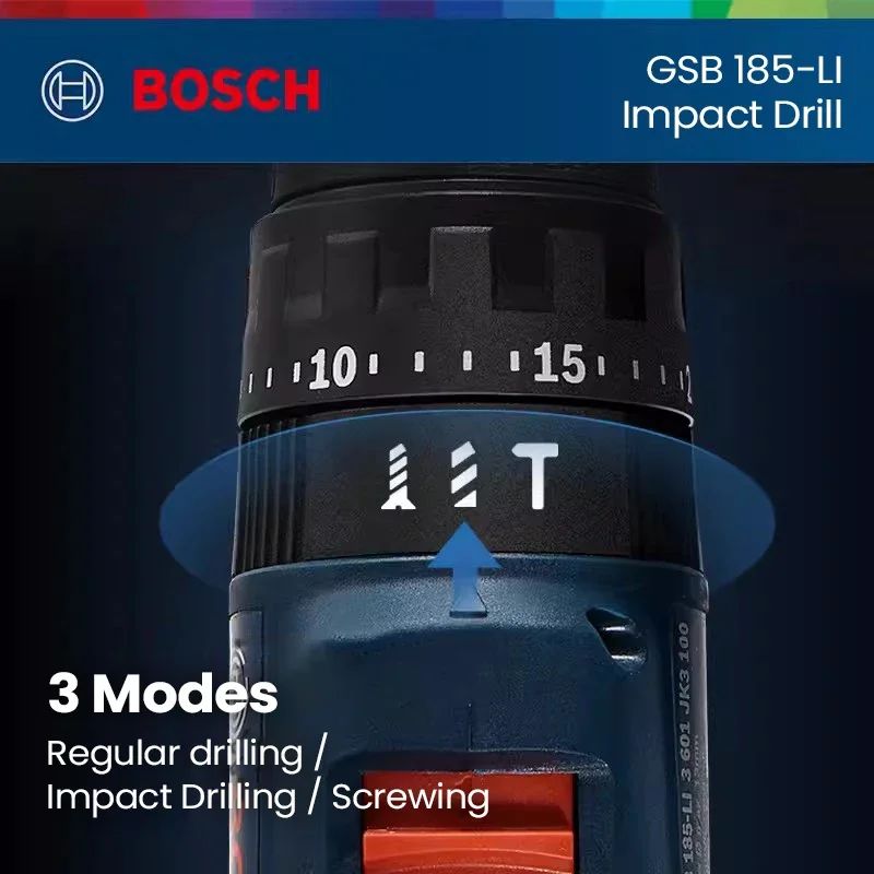Furadeira de impacto a bateria Bosch GSB 185 Li, 3 em 1, multifuncional, parafusadeira elétrica 50 Nm, furadeira de martelo sem escovas, pro-eletro