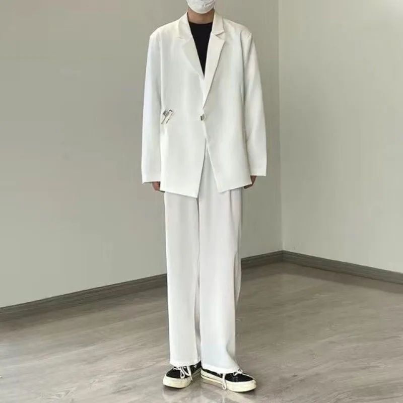 Casual Suit Jacket Men's Spring Summer Blazers Solid Color Long Sleeves Turndown Collar Pockets One Button Tops Jackets