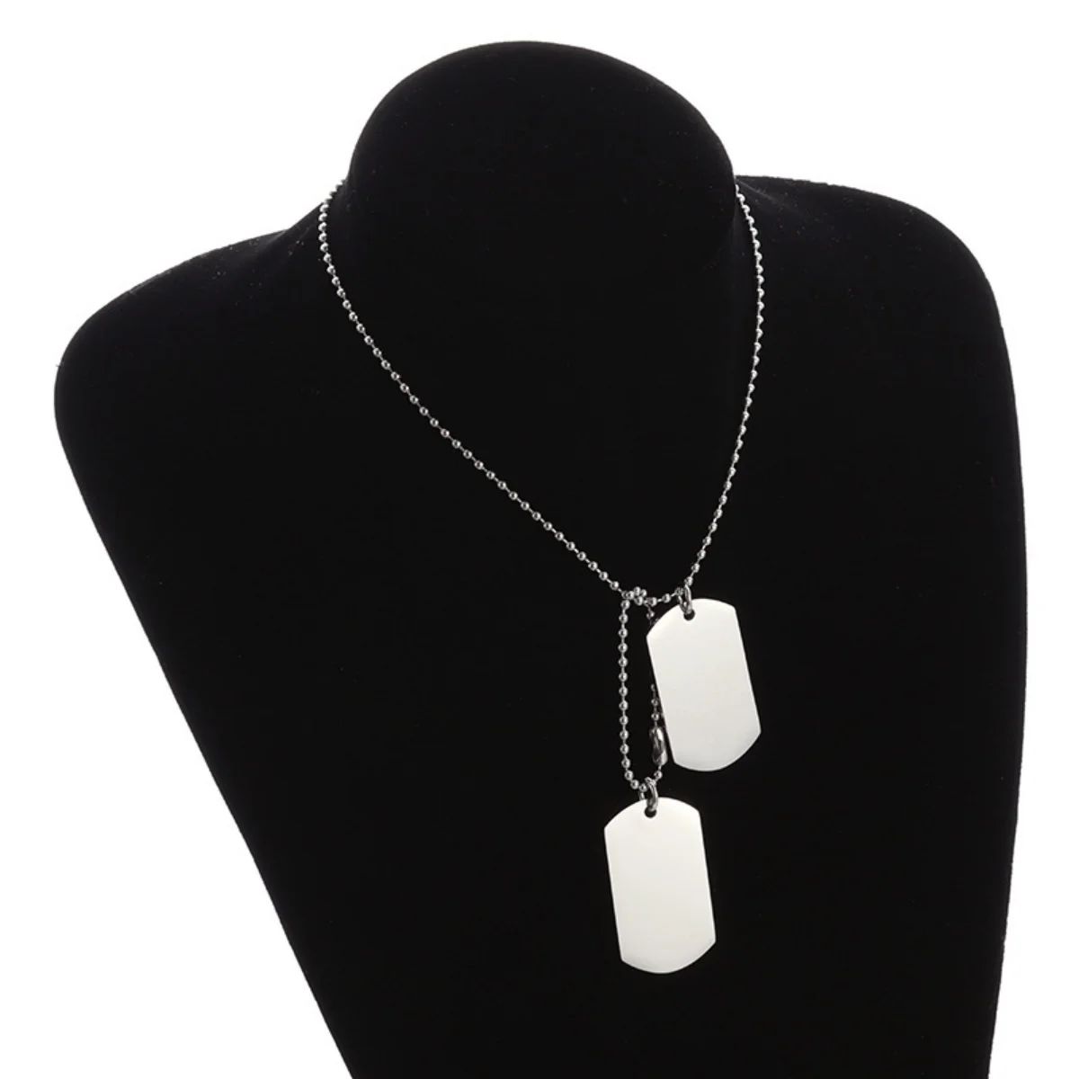 Colar Masculino Dog Tag Militar Retangular Duplo Aço Inoxidável Titânio Joia de Exército Masculino Presente
