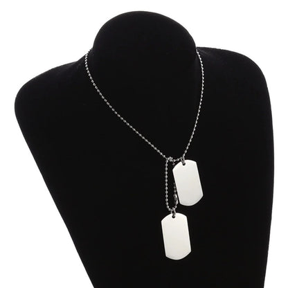 Colar Masculino Dog Tag Militar Retangular Duplo Aço Inoxidável Titânio Joia de Exército Masculino Presente