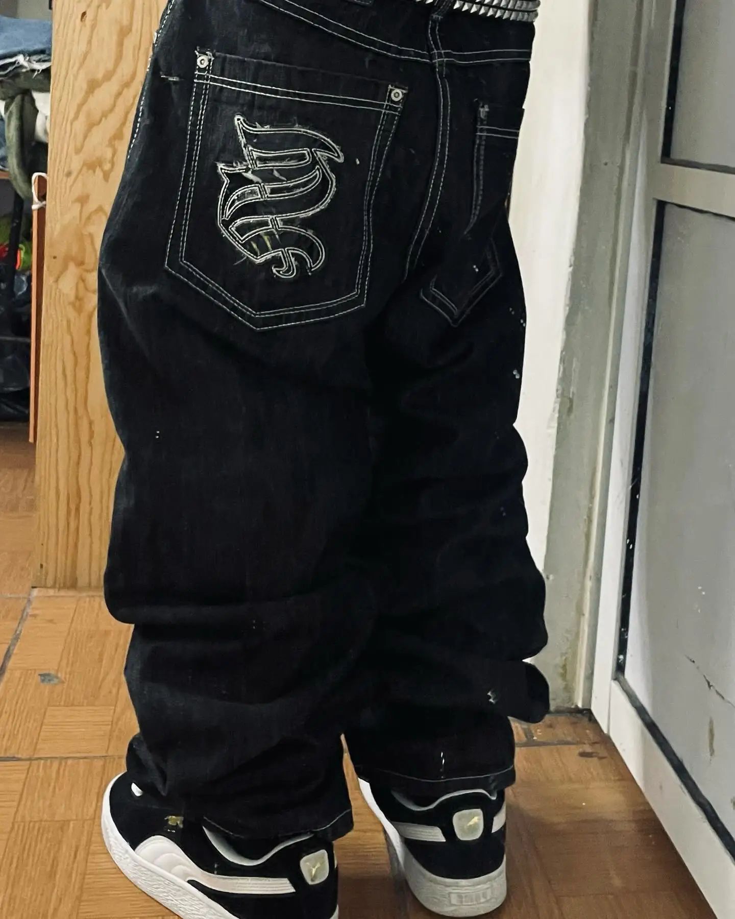 Y2K Hip-hop Stitching Fashion Joker Retro Jeans Female Korean Casual Simple Dress Essential Wide-leg Pants Loose  Joker Overalls