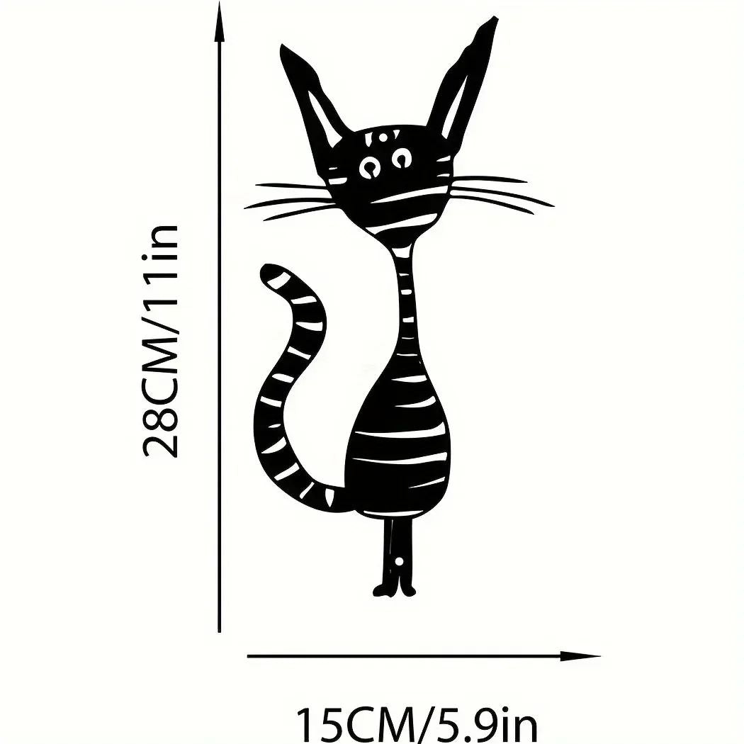 Exclusive Cute Cat Garden Decorative Silhouette - Tiki-Inspired Cat Family Garden Stakes | Perfect Outdoor Statues for Garden