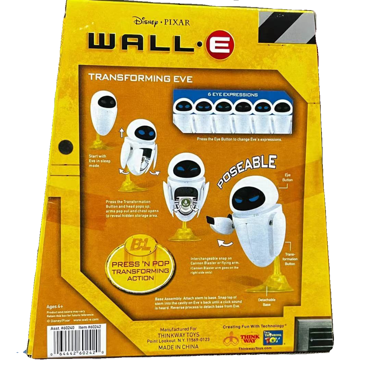 Disney Original Thinkway Toys WALL E Robô EVE Transformável Boneco de Ação Brinquedo Modelo Presente de Natal Infantil para Coleção de Crianças