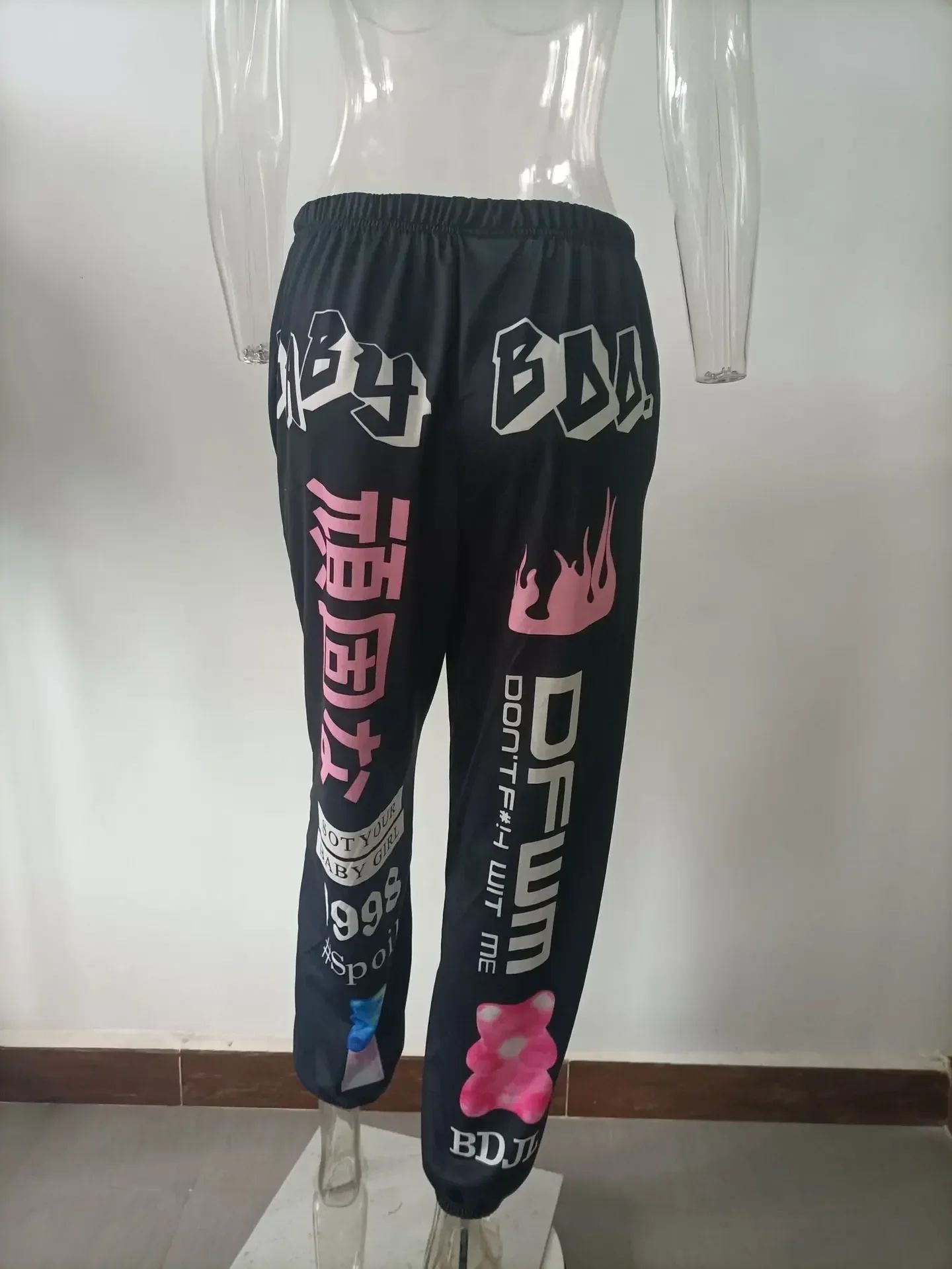 Summer New Printed Fashion Elastic Waist Sports Casual Harlan Pants for Women