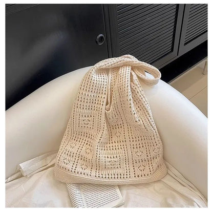 Bohemian Crochet Tote Bag for Women Handwoven Macrame Shoulder Bag with Hollow Knit Design Elegant Christmas Gift for Her, Beach