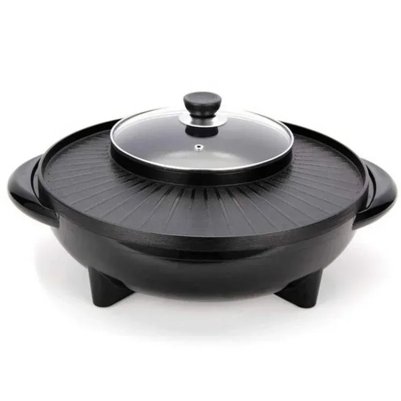 Panela elétrica doméstica, panela de fondue e churrasco coreano, panela integrada para enxágue e grelhados, assadeira multifuncional