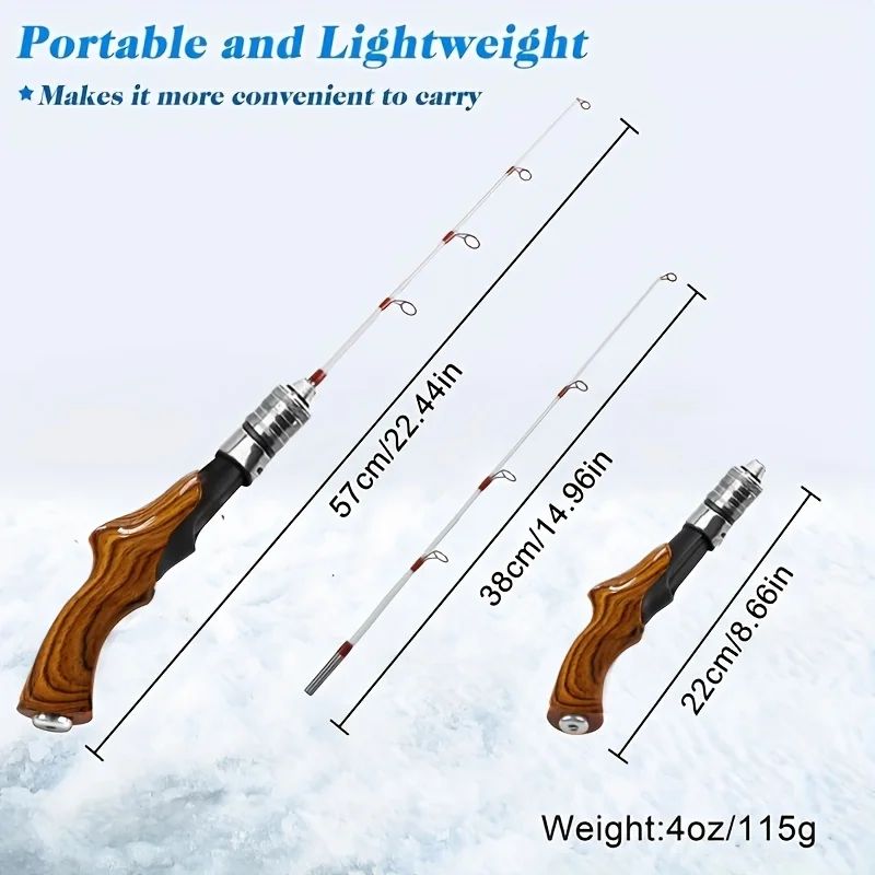 Portable Ice Fishing Rod, Detachable Plug-in Fishing Rod, Ultralight Sensitive Winter Fishing Pole for Ice Fishing